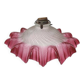Ancien abat-jour de plafond en verre sablé et rose - années 40