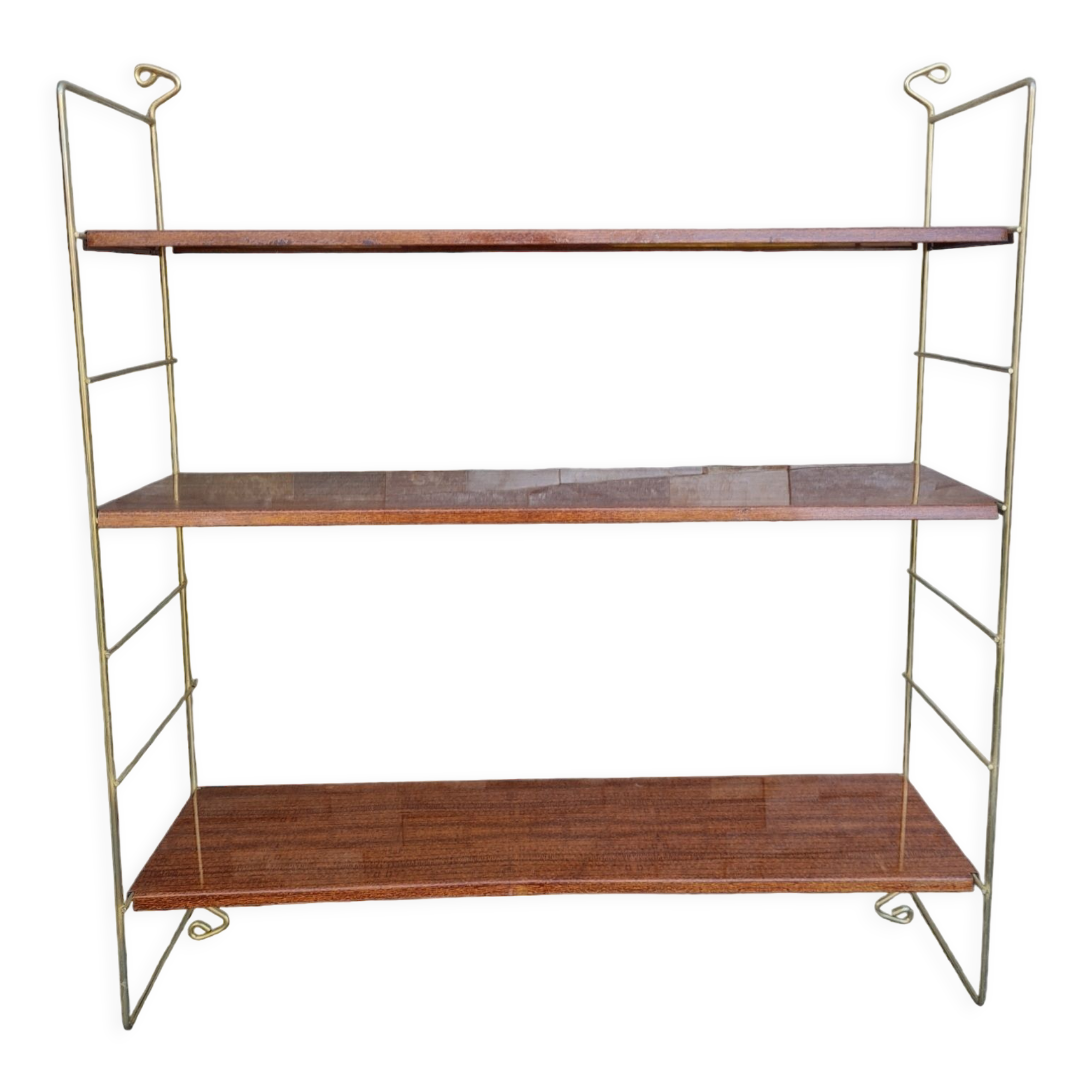 Wall shelves style metal string imitation wood 60- 70s