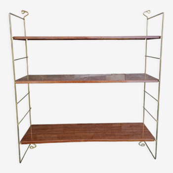 Wall shelves style metal string imitation wood 60- 70s