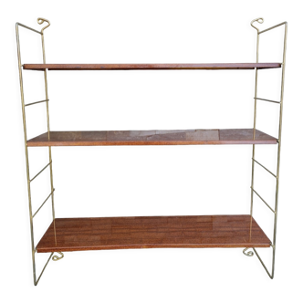 Wall shelves style metal string imitation wood 60- 70s