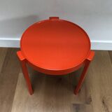 Small vintage orange round table 1970