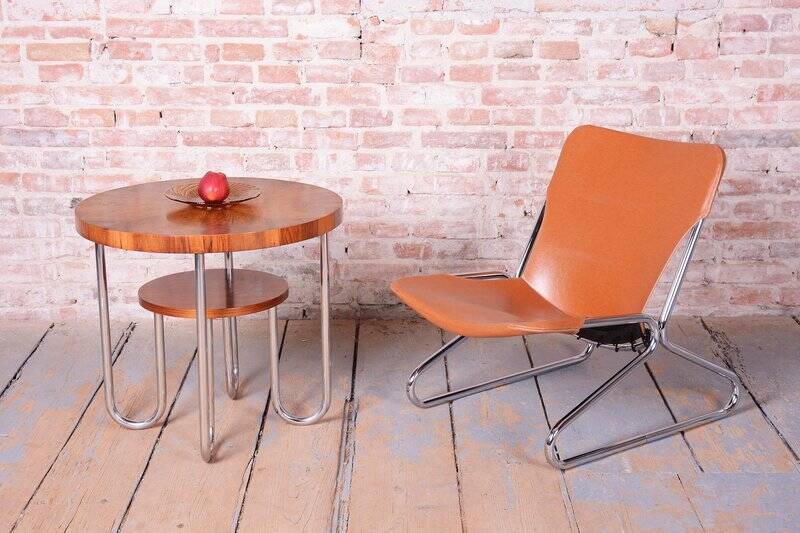 German Bauhaus Armchair in Leather by Lusch and Co West, 1970s