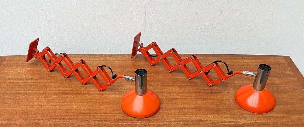 Mid-Century German Space Scissor Wall Lamp by Hustadt Leuchten, 1960s, set of 2