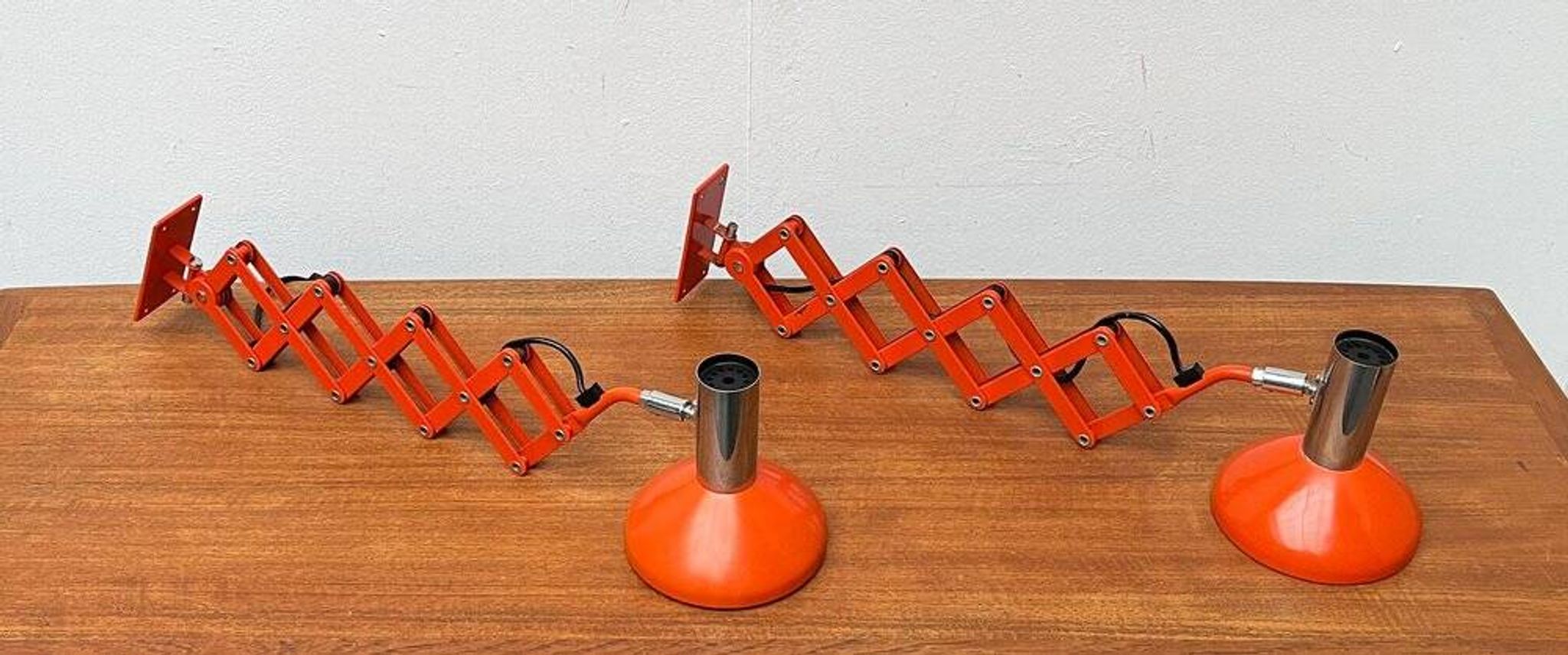 Mid-Century German Space Scissor Wall Lamp by Hustadt Leuchten, 1960s, set of 2