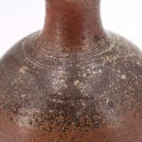 Lampe en grès avec cuisson bois, abat jour en raphia, années 60