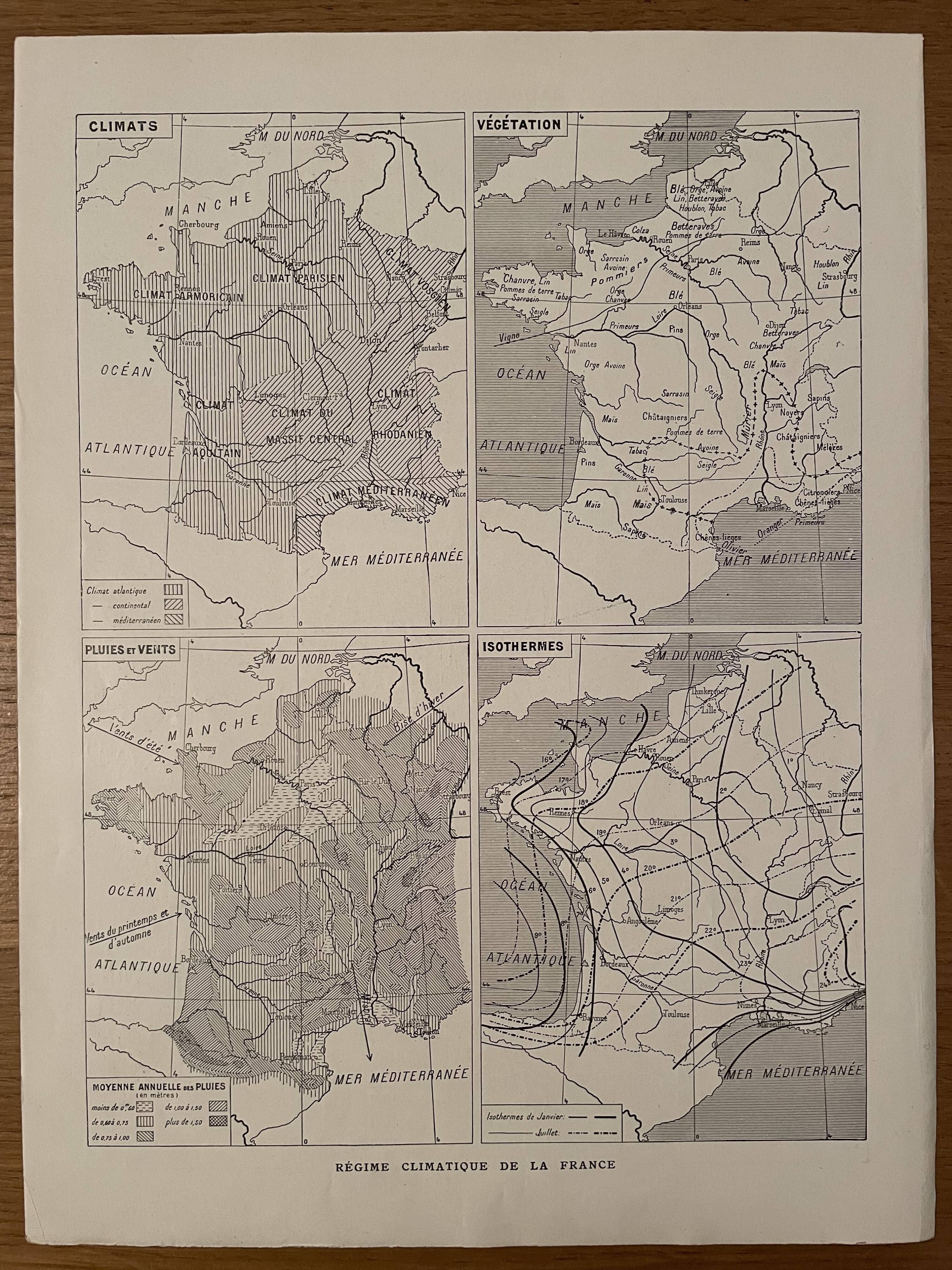 Old geological map of France from 1924