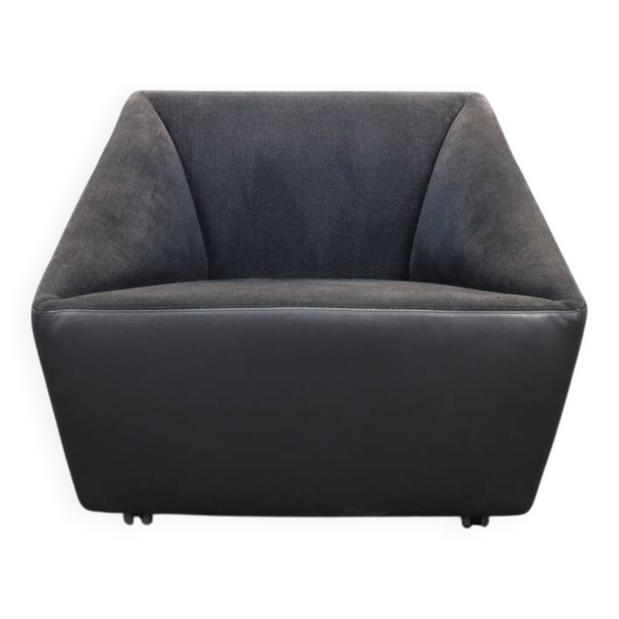 Postmodern Leather Armchair on Wheels by Cor