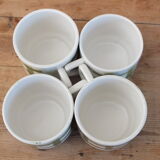 4 vintage cups with green tile decor