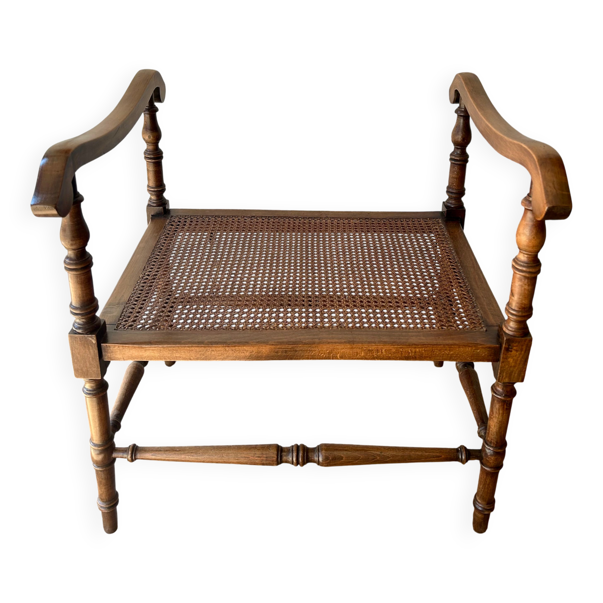 Petit banc d’appoint canné de style Anglais
