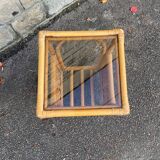 Square bamboo and rattan side table