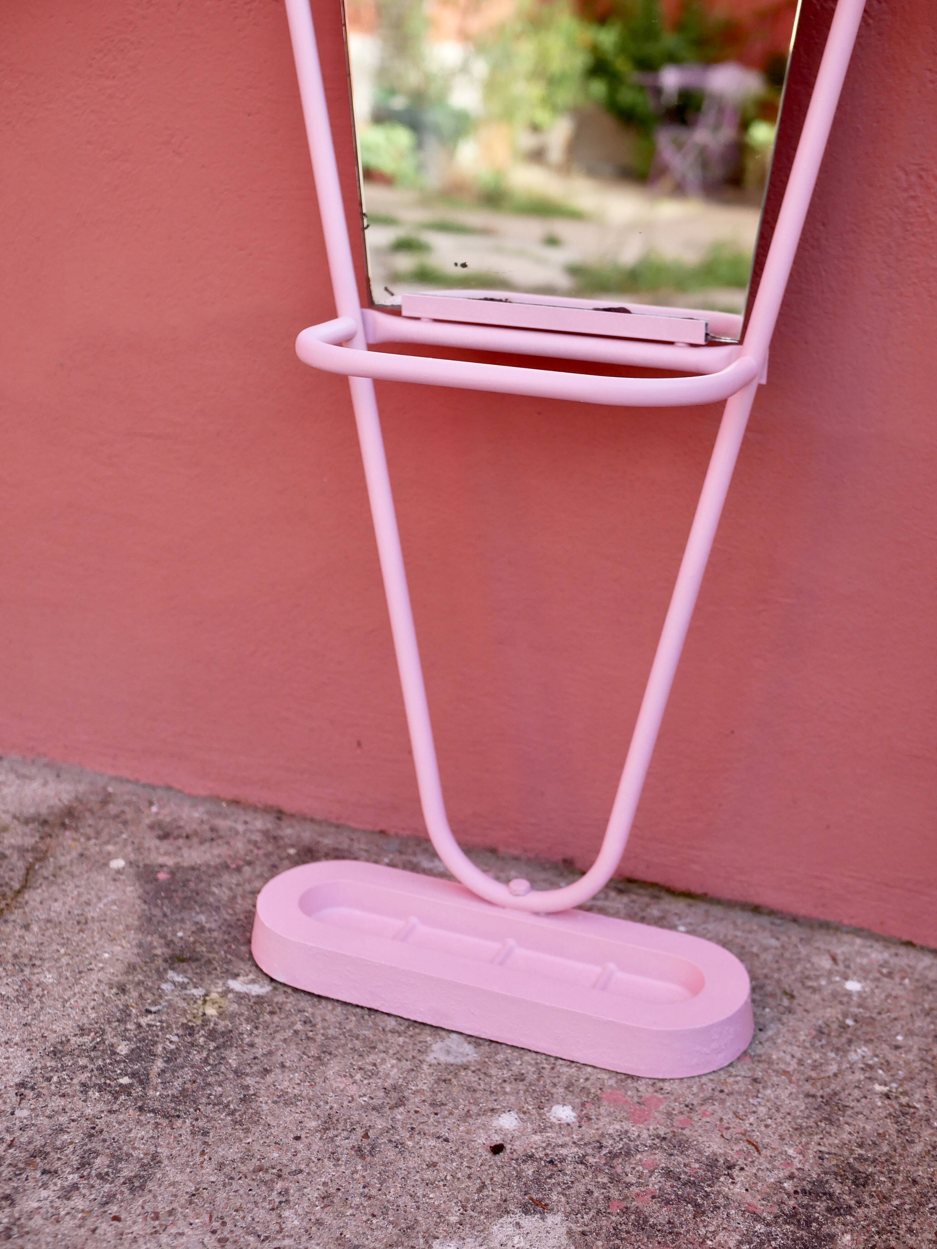 Standing coat rack with mirror, colored balls