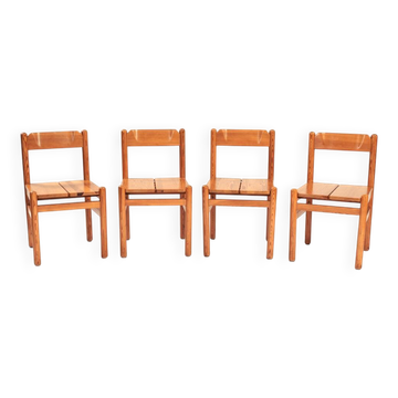 Minimalist japandi pine wooden chairs, 4