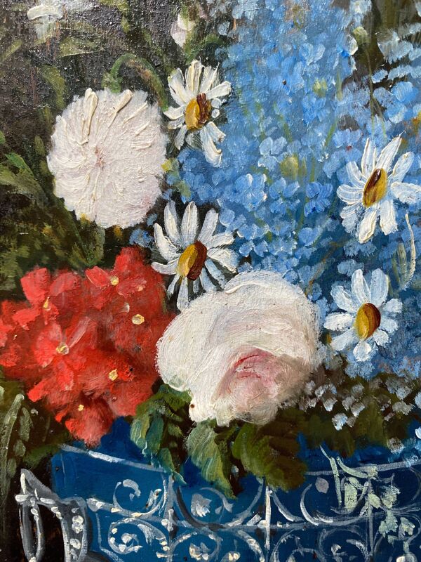 Tableau hsp ''nature morte aux fleurs des champs'' xix° signé bournay + cadre