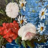 Hsp painting "still life with wild flowers" 19th century signed bournay + frame