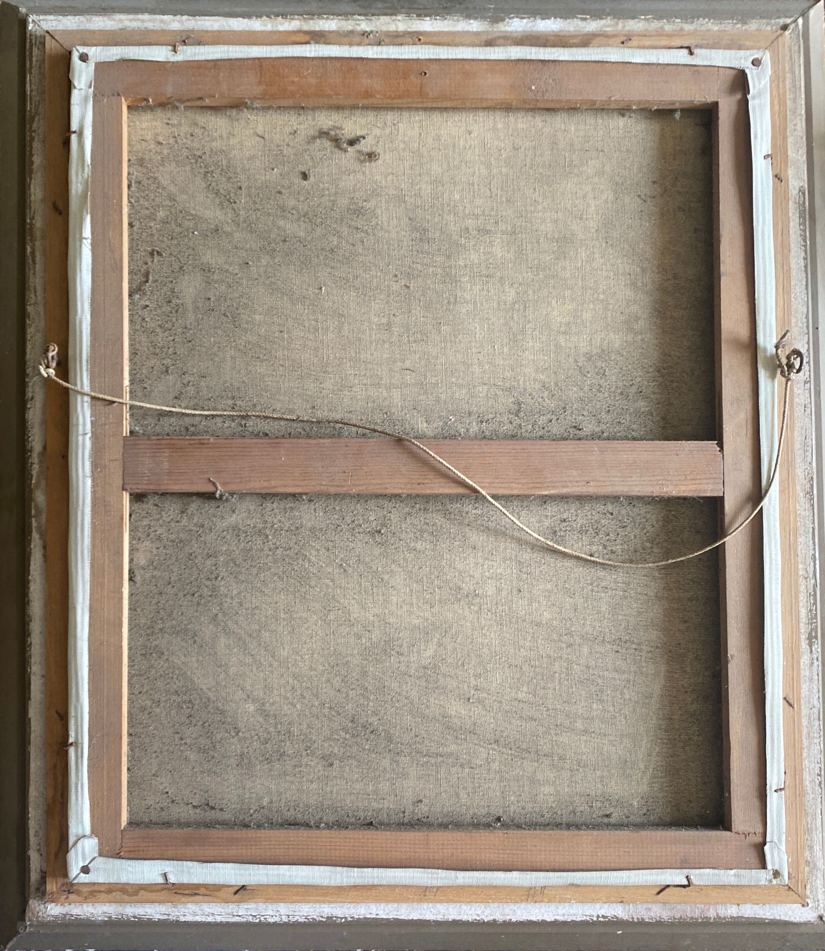 Painting "Bouquet of foxgloves" apothecary pot signed P. Jally and frame