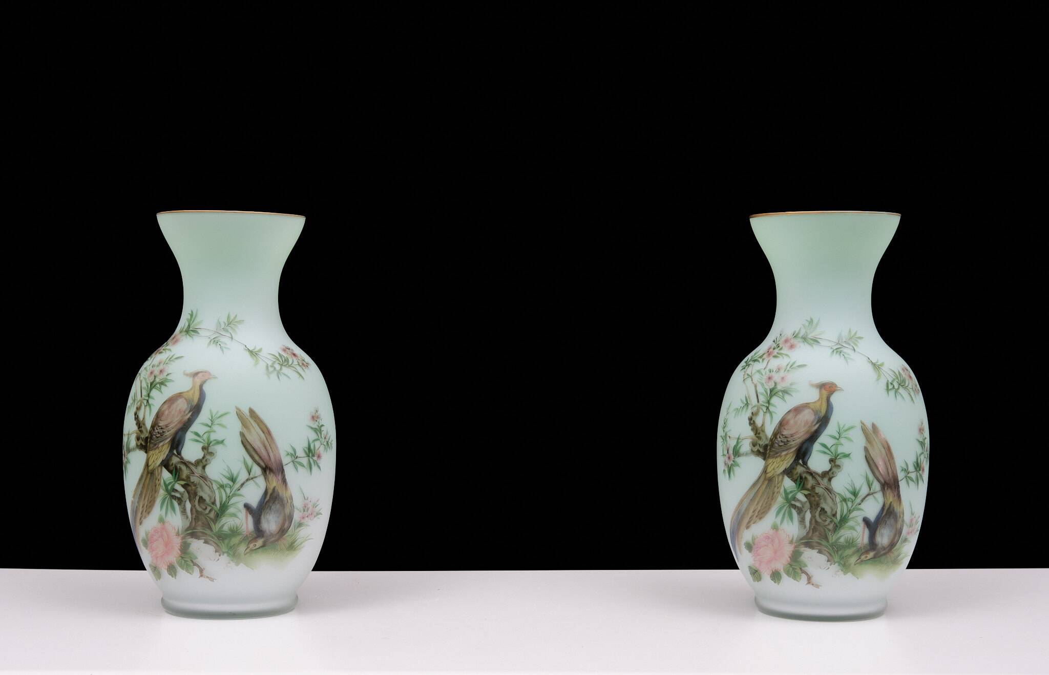 Norleans - Made in Italy - Opaline Glass Hand Painted Vases