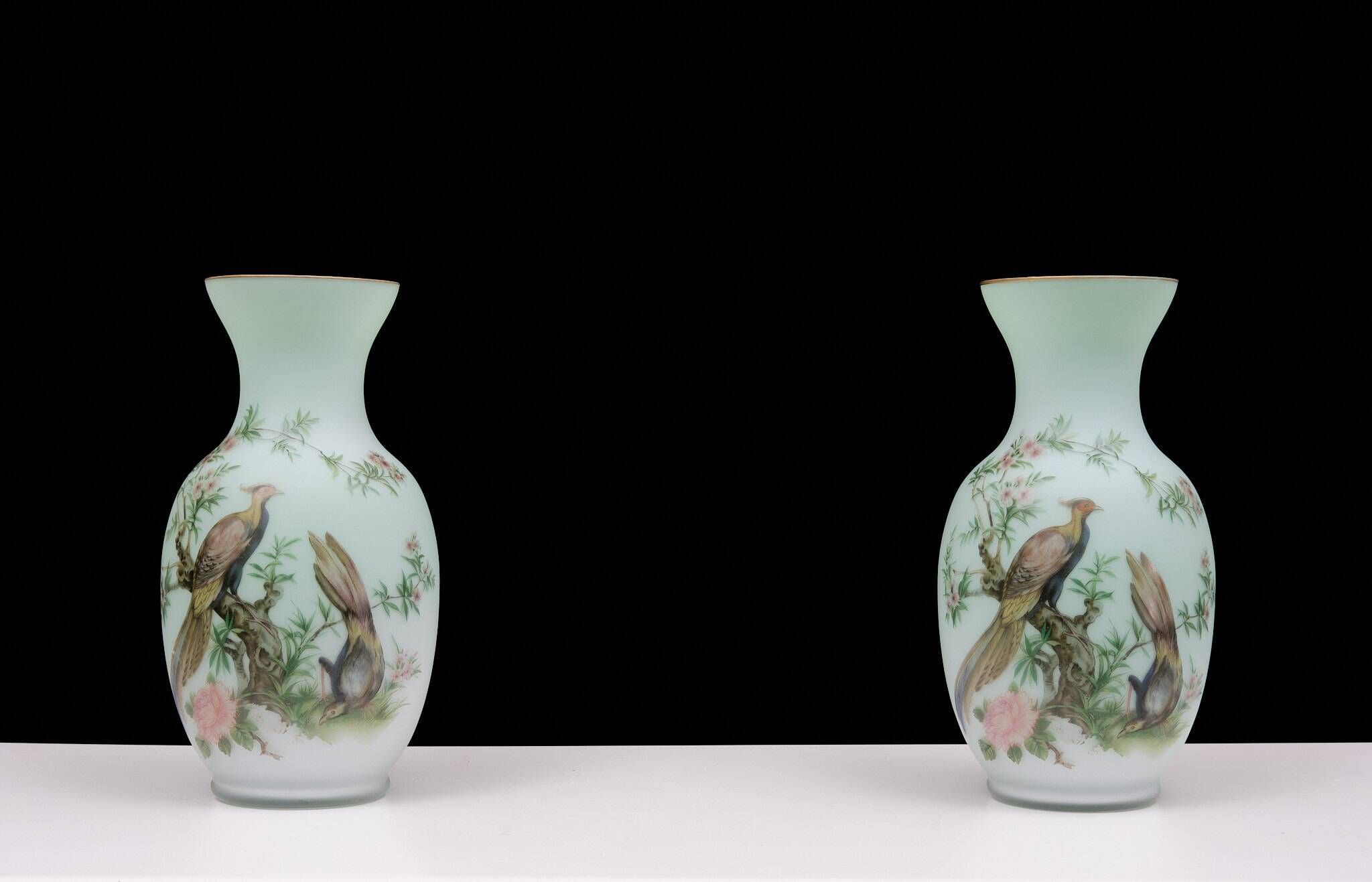Norleans - Made in Italy - Opaline Glass Hand Painted Vases
