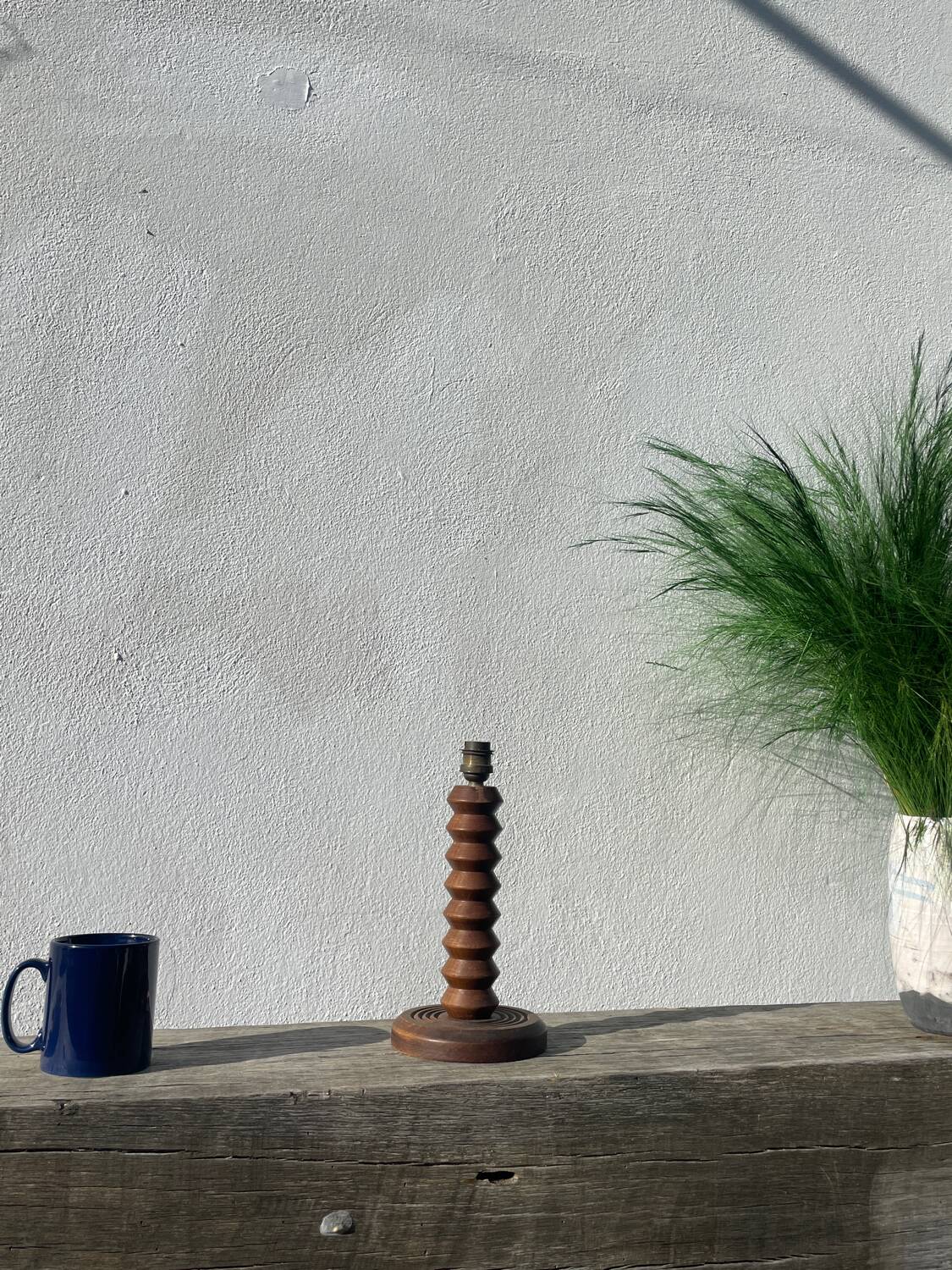 Art Deco wooden lamp base in the style of Charles Dudouyt.