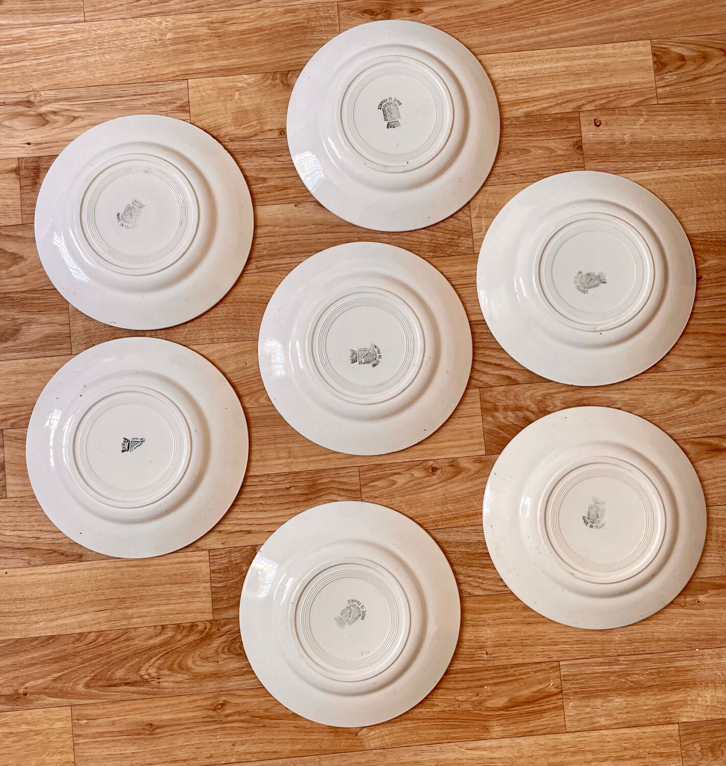 Flat faience plates from saint amand and hamage