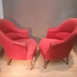 Paire de  fauteuil crapaud rouge