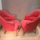 Paire de  fauteuil crapaud rouge