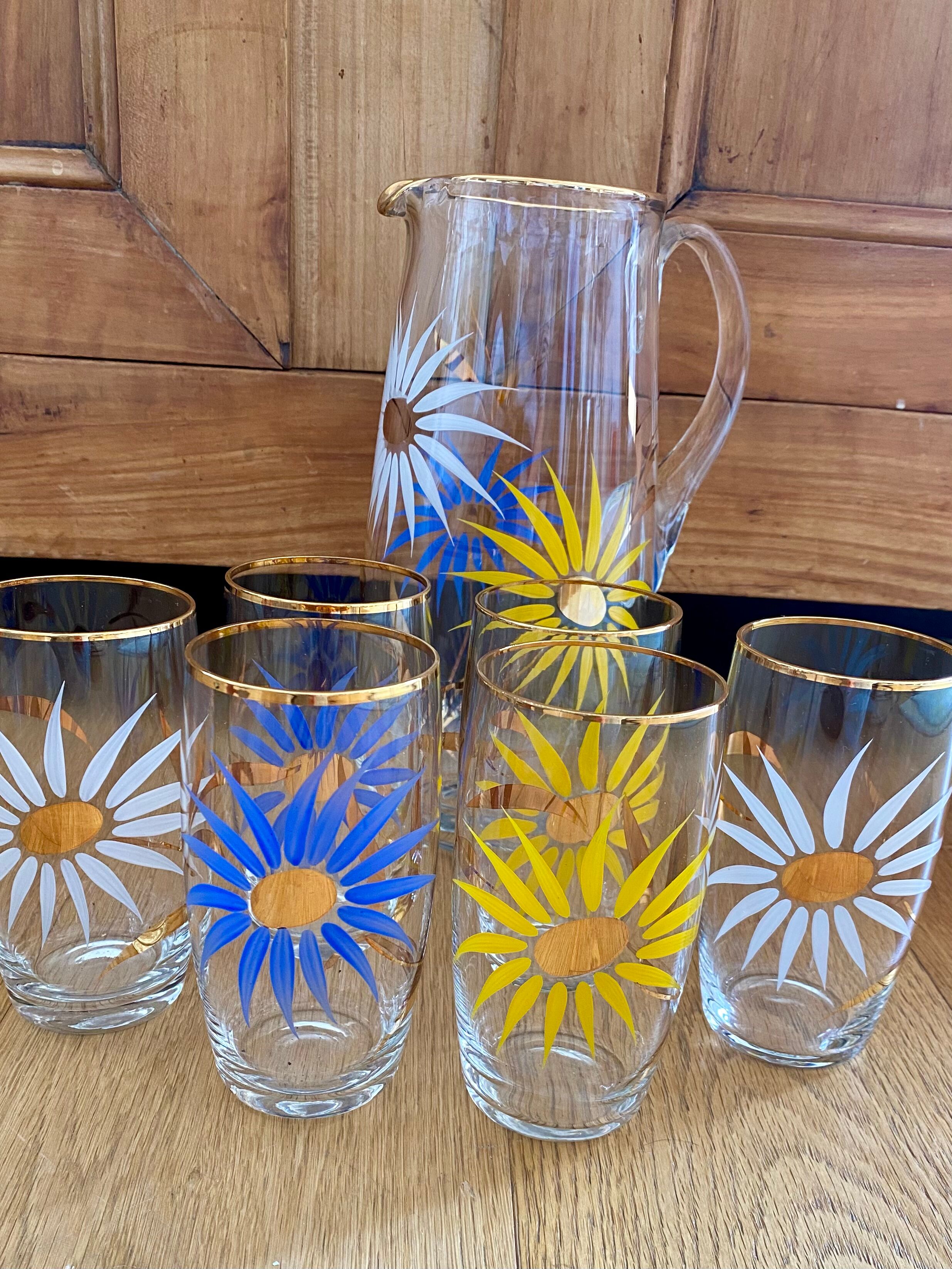 Service à eau ou orangeade vintage 6 verres et carafe