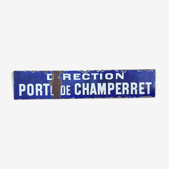 Enamelled plaque of the Paris metro Direction Porte de Champerret