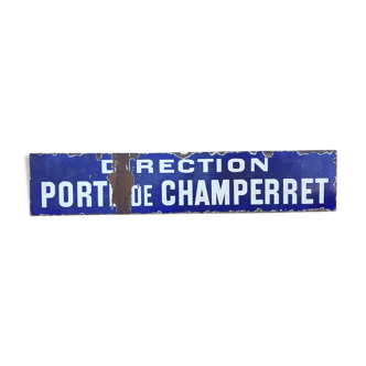 Enamelled plaque of the Paris metro Direction Porte de Champerret