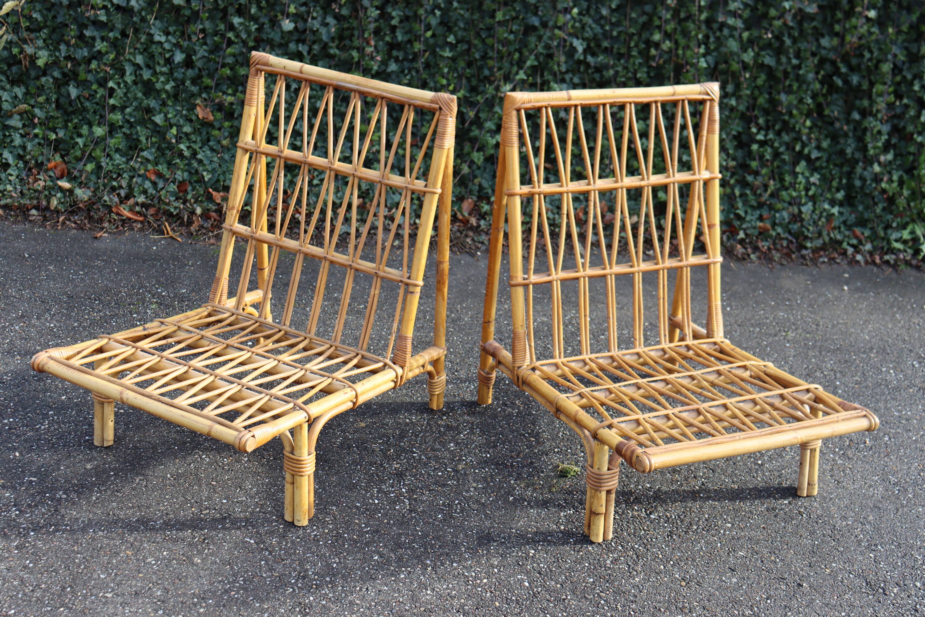 Pair of low armchairs in the Audoux Minet style
