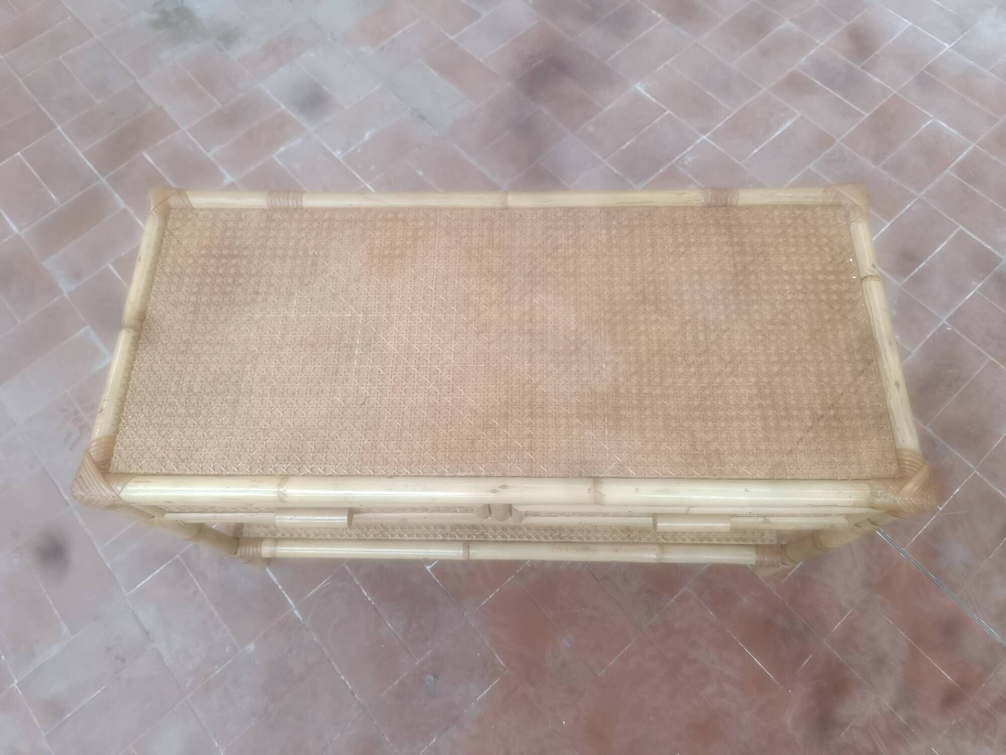Bamboo and cane coffee table