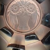 Pink glass dish 3 sunflowers