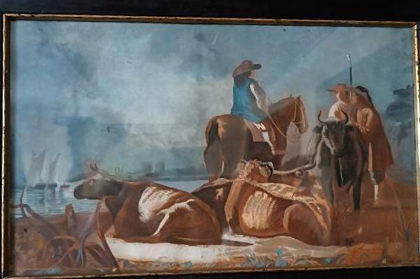 Antique tempera painting on paper, 18th century Italian school