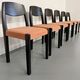 Lot of 6 blackened wooden chairs with French design fabric from the 1970s Self.