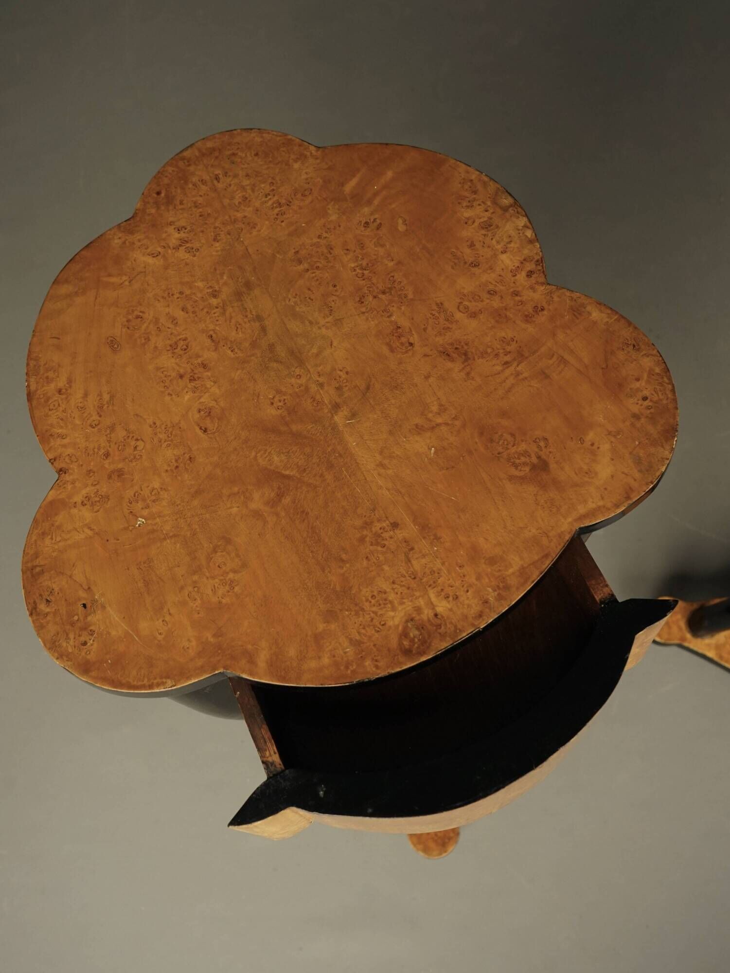 Decorative Italian Burl Maple and Birch wood Side Tables. 1950s