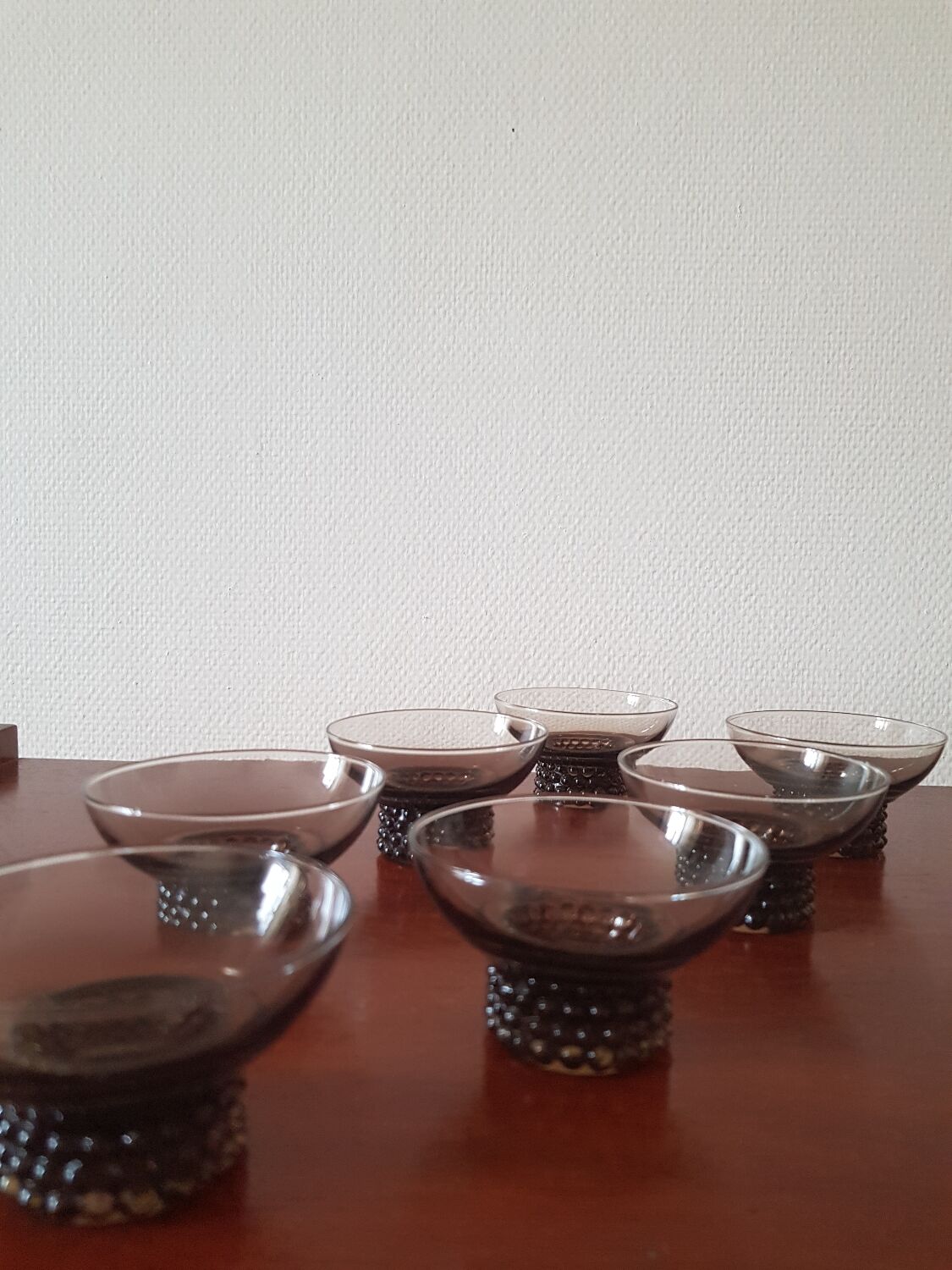 Set of 7 black vintage glasses
