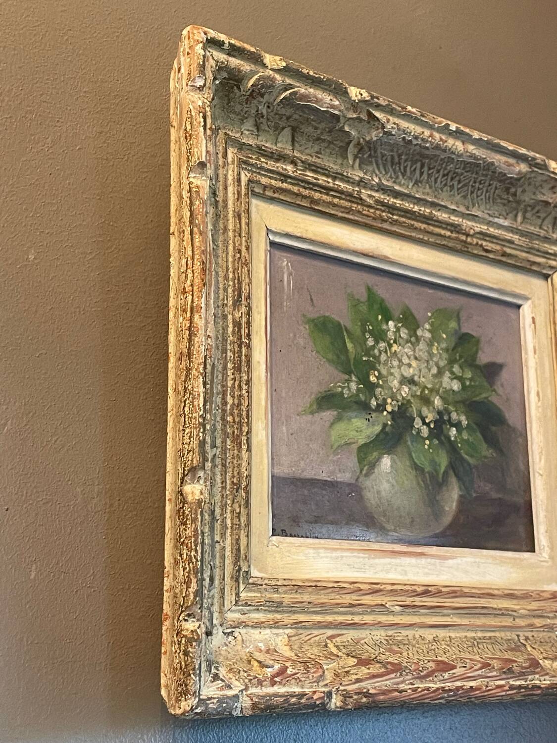 Charming old painting: Bouquet of lily of the valley