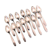 Series of 14 Art Deco dessert spoons, silver metal