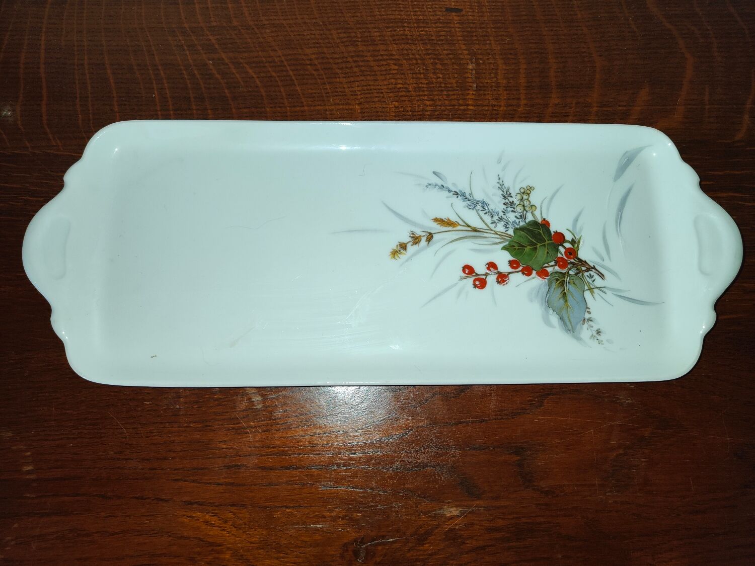 Glazed porcelain cake dish from Limoges Ternet