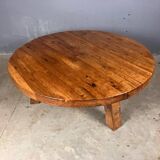 Brutalist oak coffee table thee legs