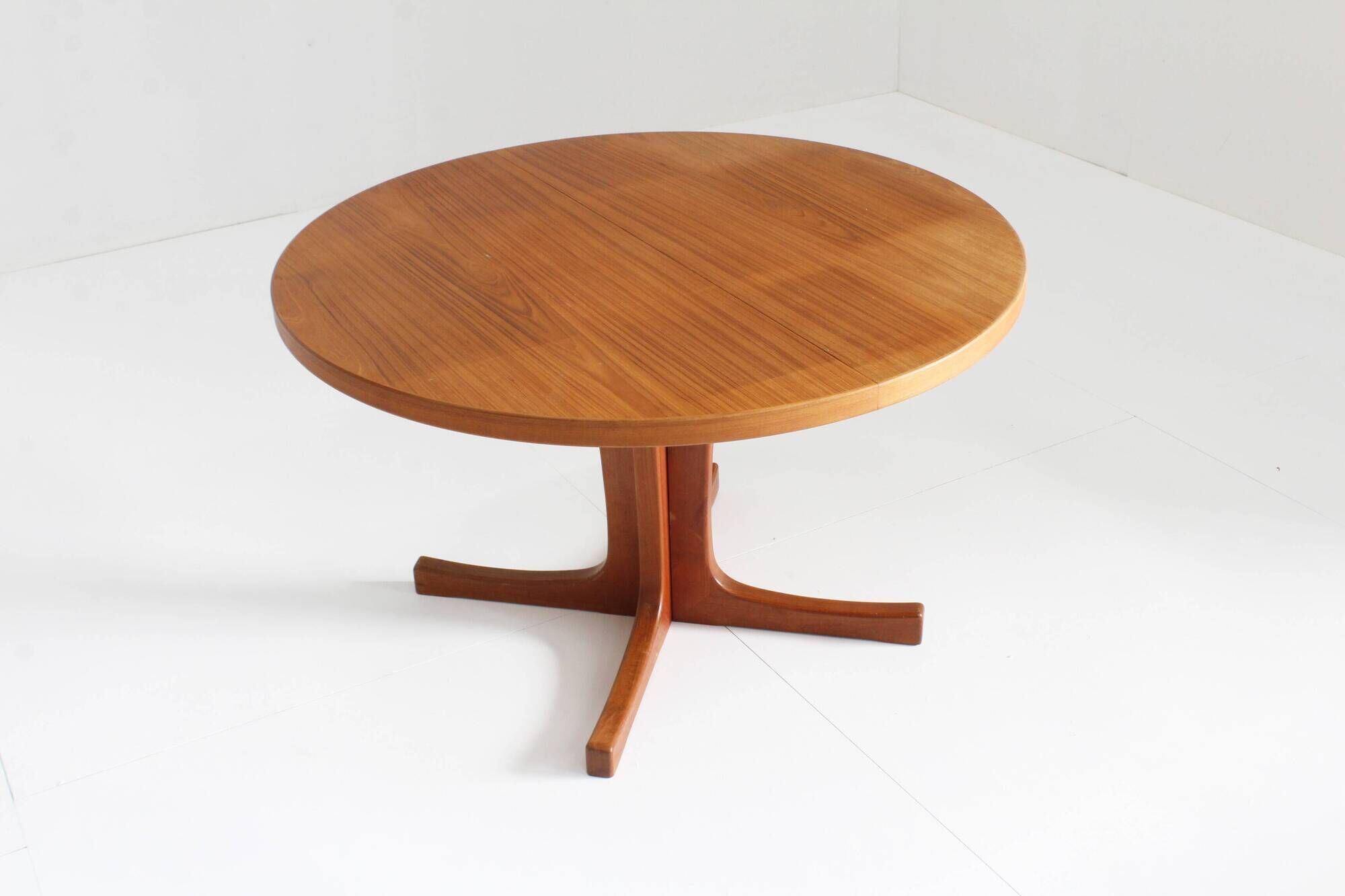 Vintage Danish round extendable dining table teak 1960s