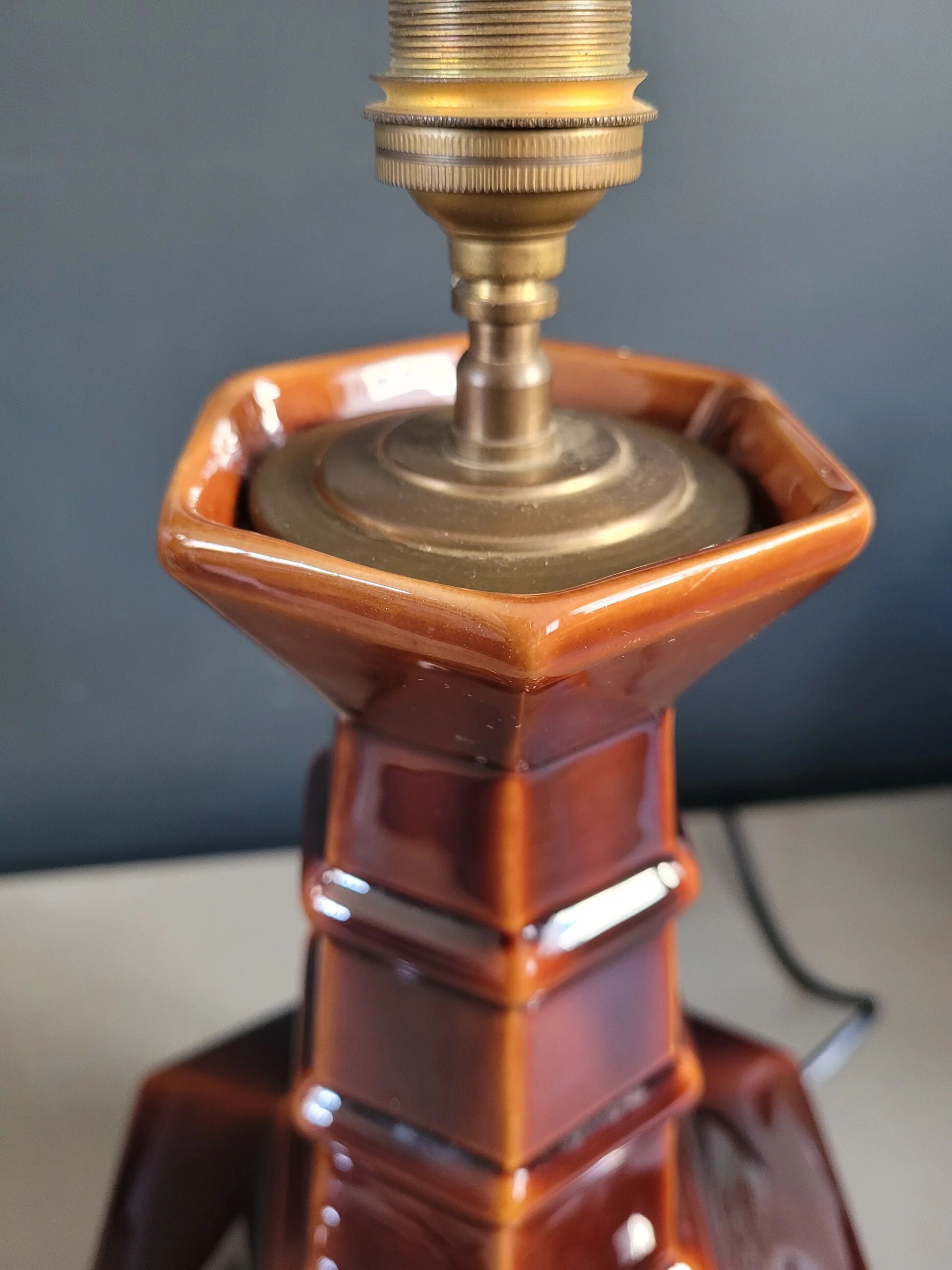 Vintage brown ceramic lamp base