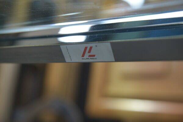 Glass and chrome metal coffee table by Philippe Parent France 1970's