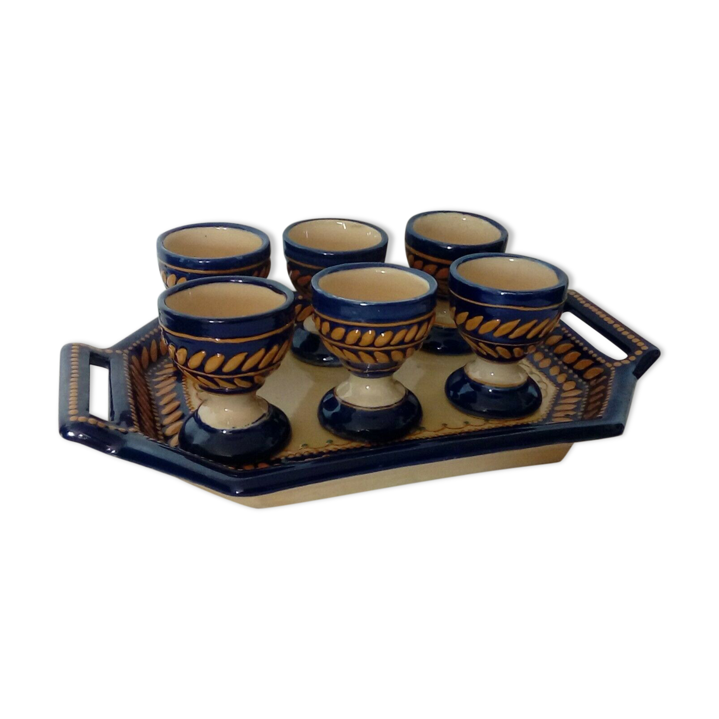 Service of 6 cockroaches and one tray in faience HB Quimper