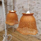Old rattan pendant lamps