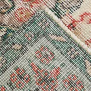 Dusty Red & Green Turkish Vintage Rug, Persian Style Oriental Carpet,