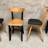 Serie de 4 anciennes chaises bistrot en bois