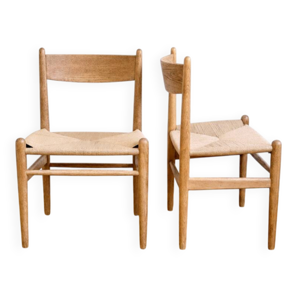 Ensemble de 2 chaises de salle à manger Hans J. Wegner CH36 pour Carl Hansen & Søn en chêne massif.