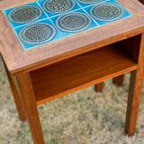Trio of Danish Nest of Teakwood Table with Ceramic Tops