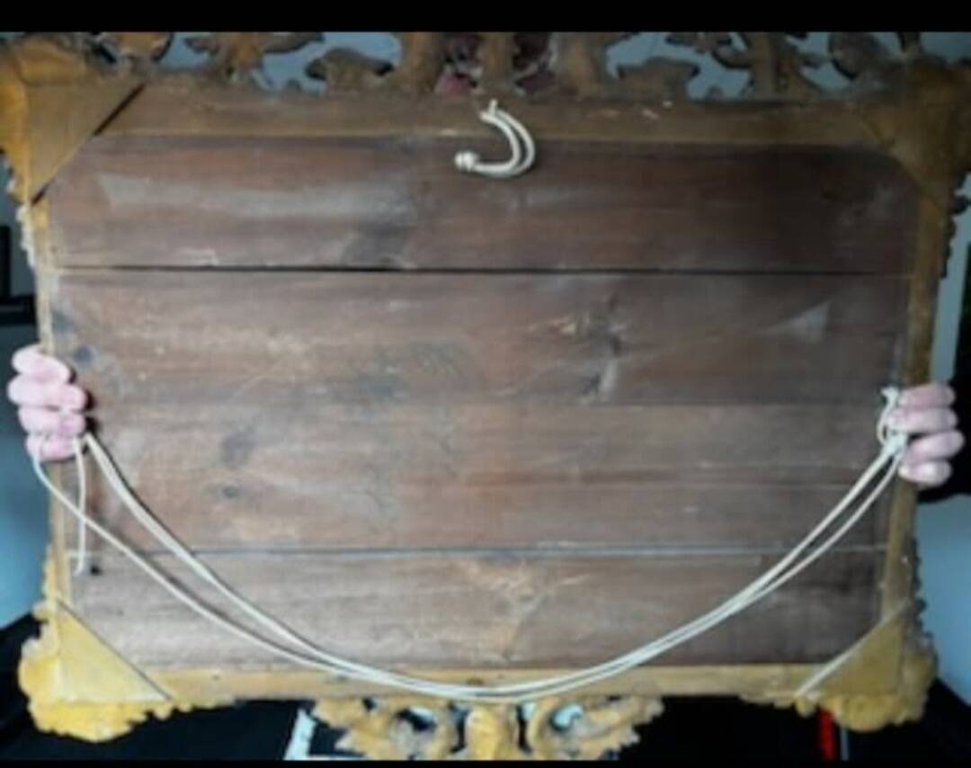 Miroir Napoléon III en stuc doré