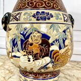 Glazed ceramic vase of the School of Bien-Hoa, Decorations of sages, circa 1930